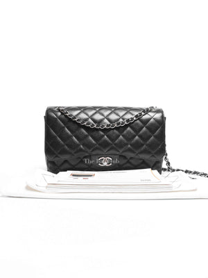Chanel Black Caviar Quilted Classic Jumbo Double Flap Bag SHW