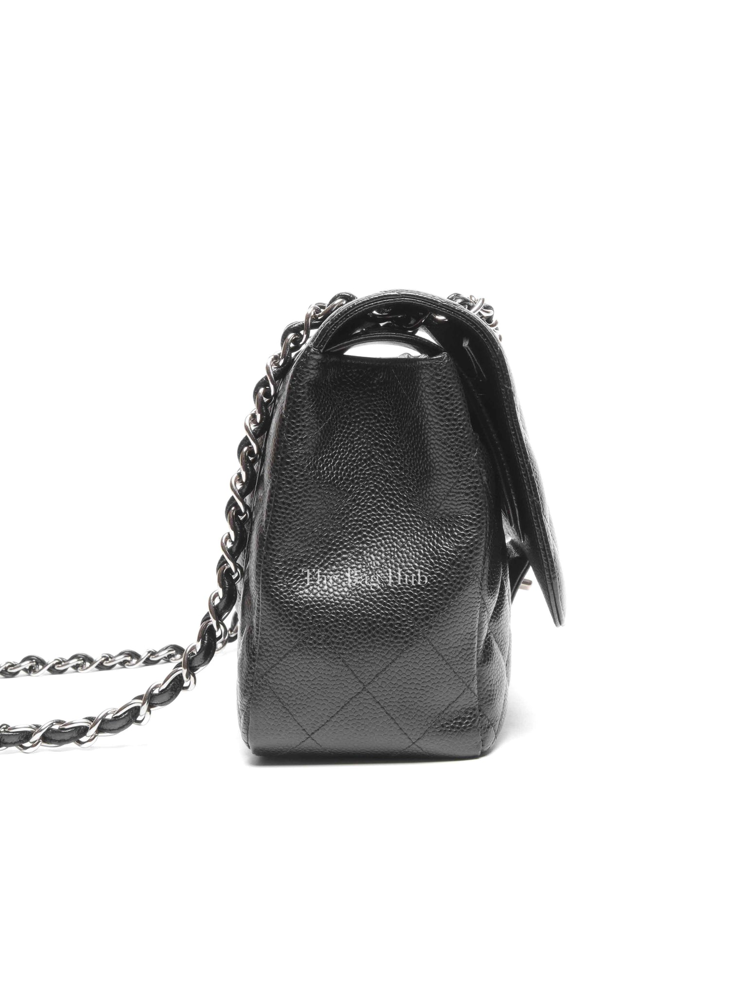 Chanel Black Caviar Quilted Classic Jumbo Double Flap Bag SHW