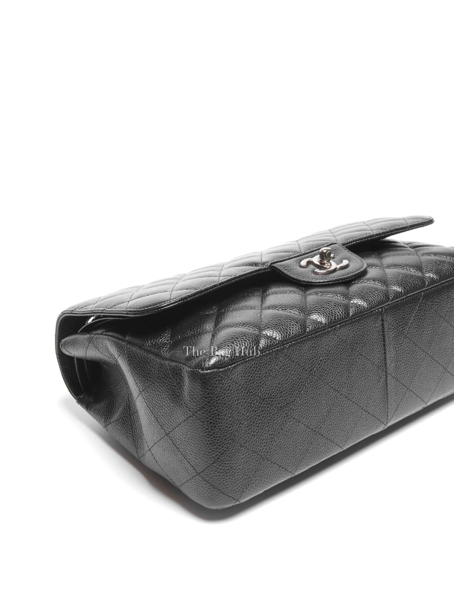 Chanel Black Caviar Quilted Classic Jumbo Double Flap Bag SHW