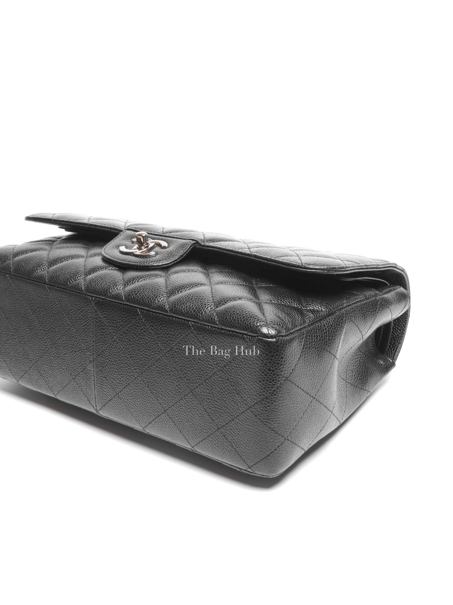Chanel Black Caviar Quilted Classic Jumbo Double Flap Bag SHW
