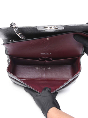 Chanel Black Caviar Quilted Classic Jumbo Double Flap Bag SHW