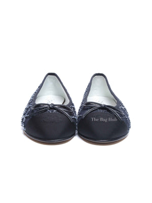 Chanel Blue Denim Quilted Grosgrain Captoe Ballerina Flats Size 38