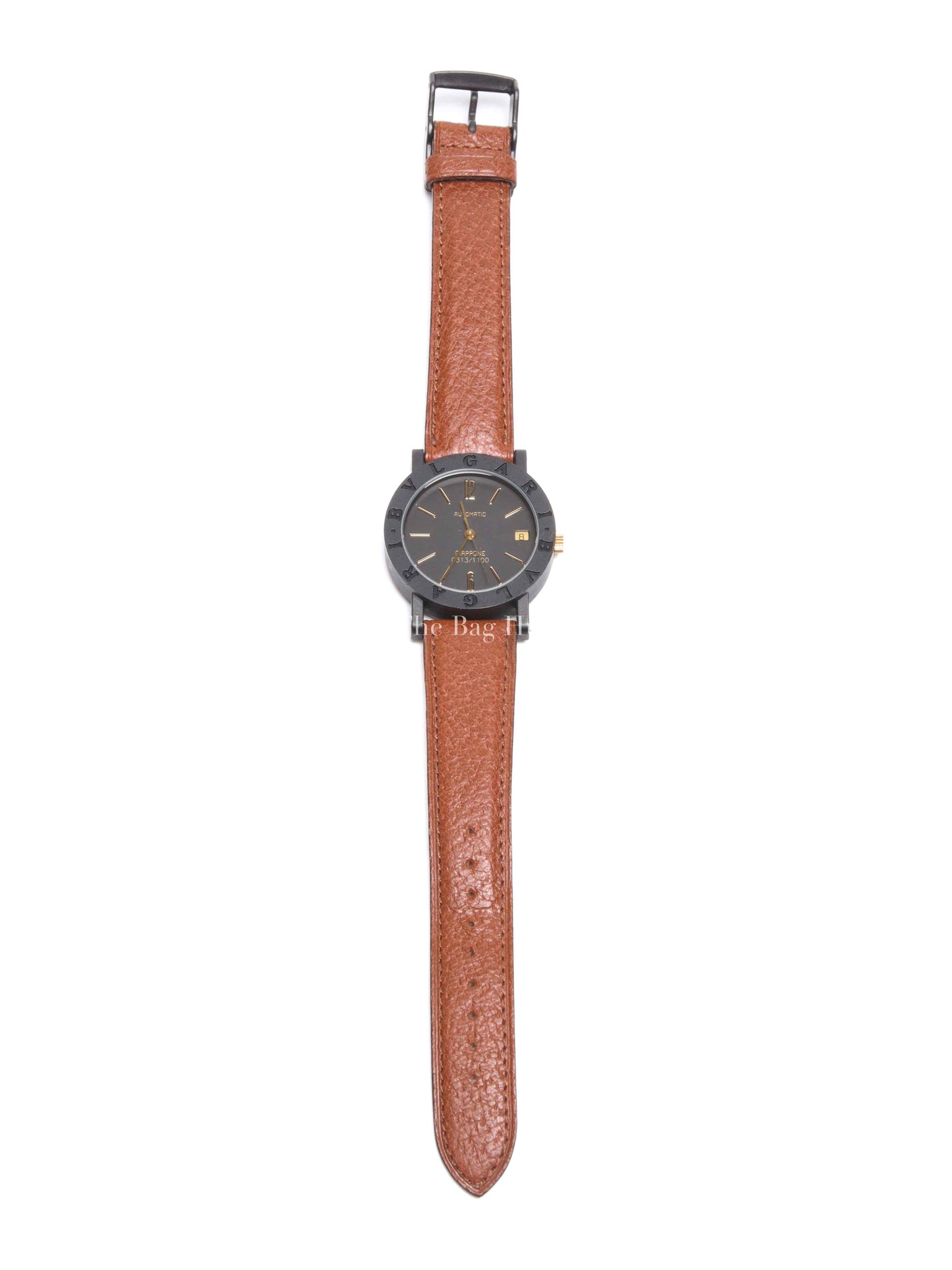 Bvlgari Brown Leather Giappone Edition Carbon Gold Watch 33mm