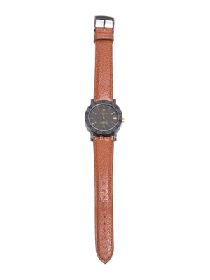 Bvlgari Brown Leather Giappone Edition Carbon Gold Watch 33mm