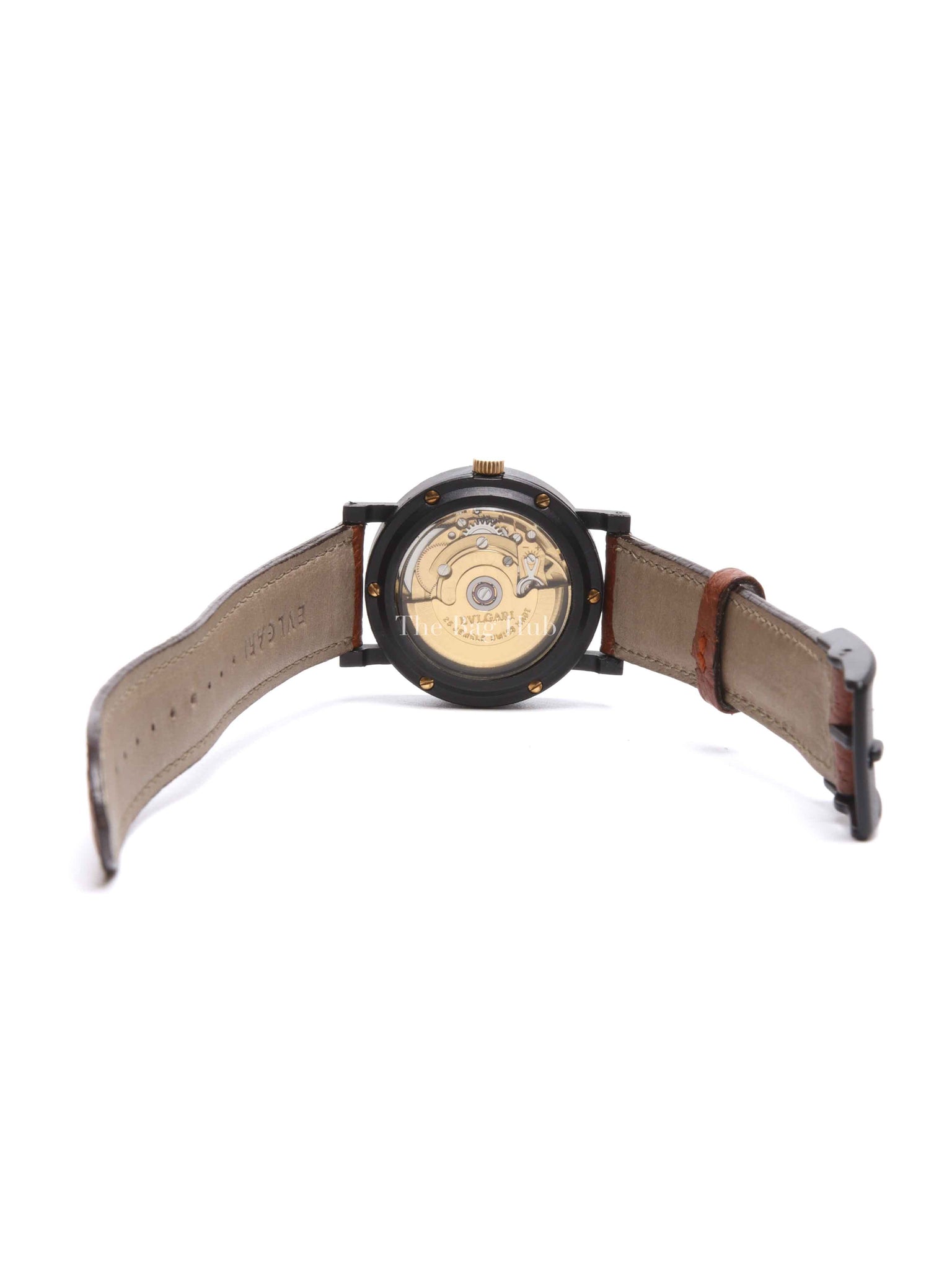 Bvlgari Brown Leather Giappone Edition Carbon Gold Watch 33mm