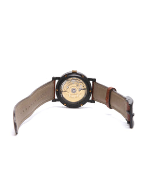 Bvlgari Brown Leather Giappone Edition Carbon Gold Watch 33mm
