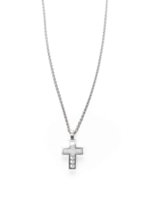 Chopard White Gold Happy Diamond & 18K Cross Necklace
