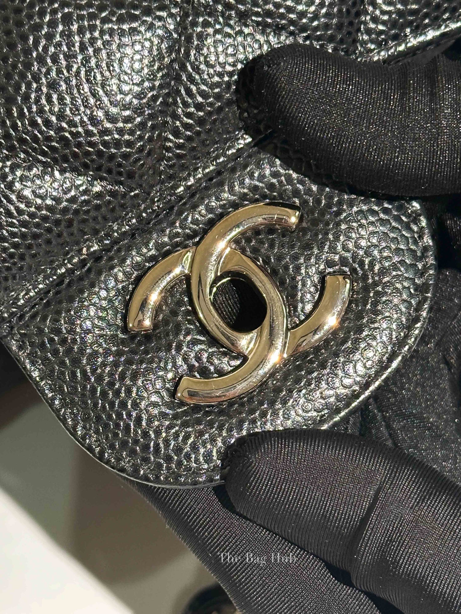 Chanel Black Caviar Quilted Classic Jumbo Double Flap Bag SHW