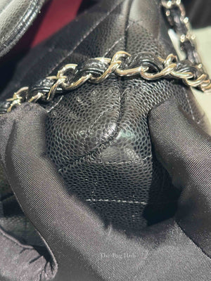 Chanel Black Caviar Quilted Classic Jumbo Double Flap Bag SHW