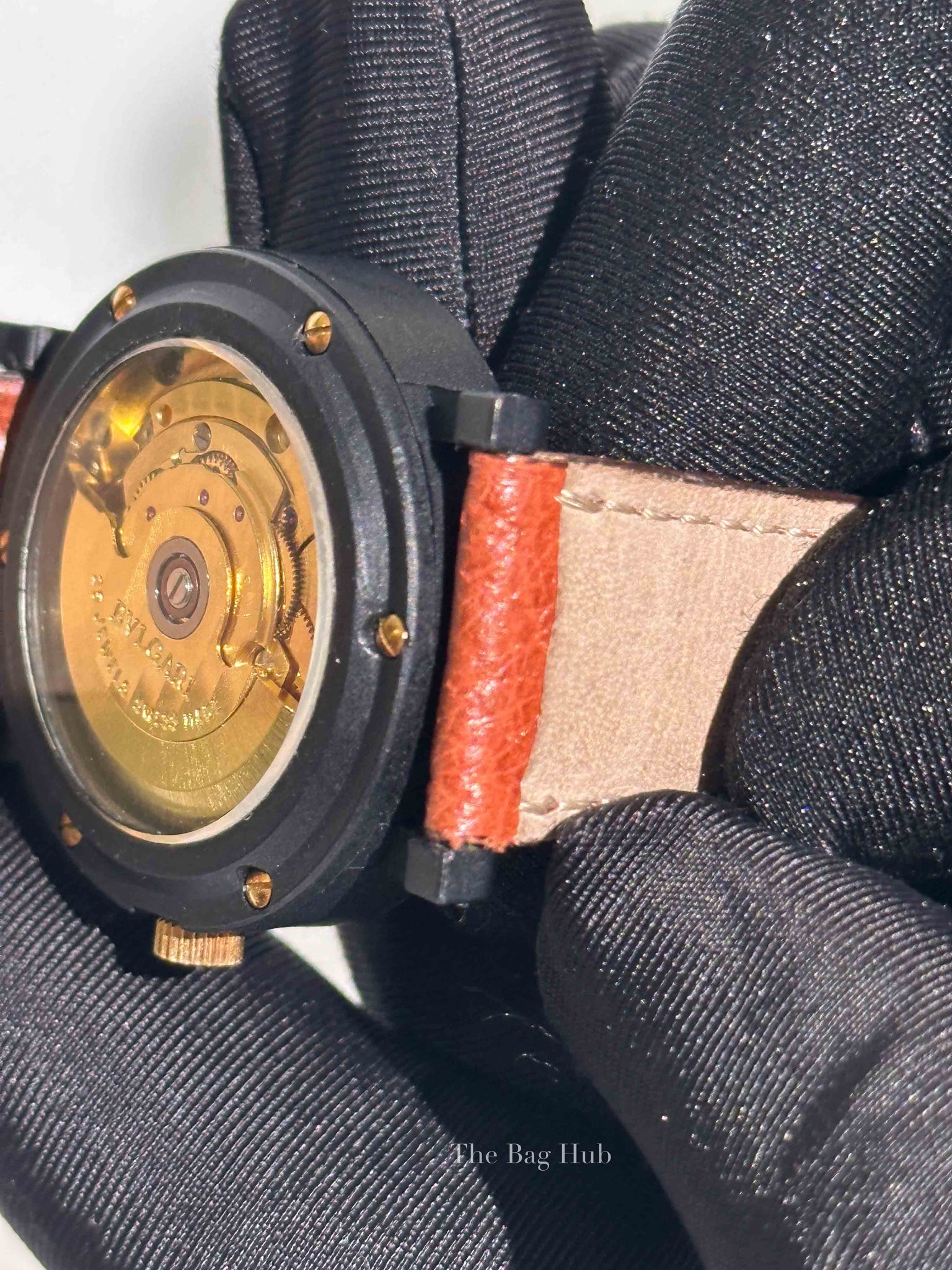Bvlgari Brown Leather Giappone Edition Carbon Gold Watch 33mm