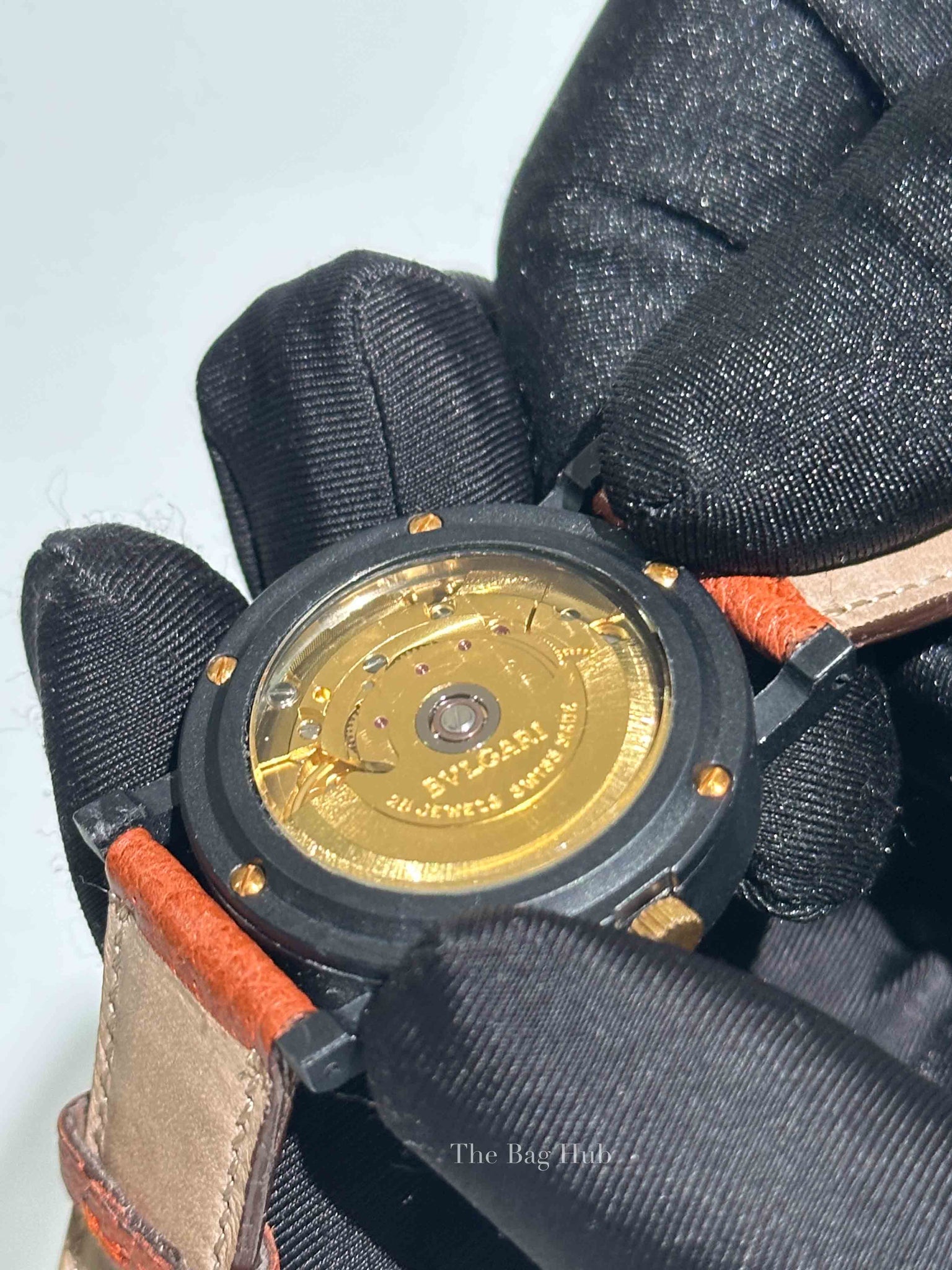 Bvlgari Brown Leather Giappone Edition Carbon Gold Watch 33mm