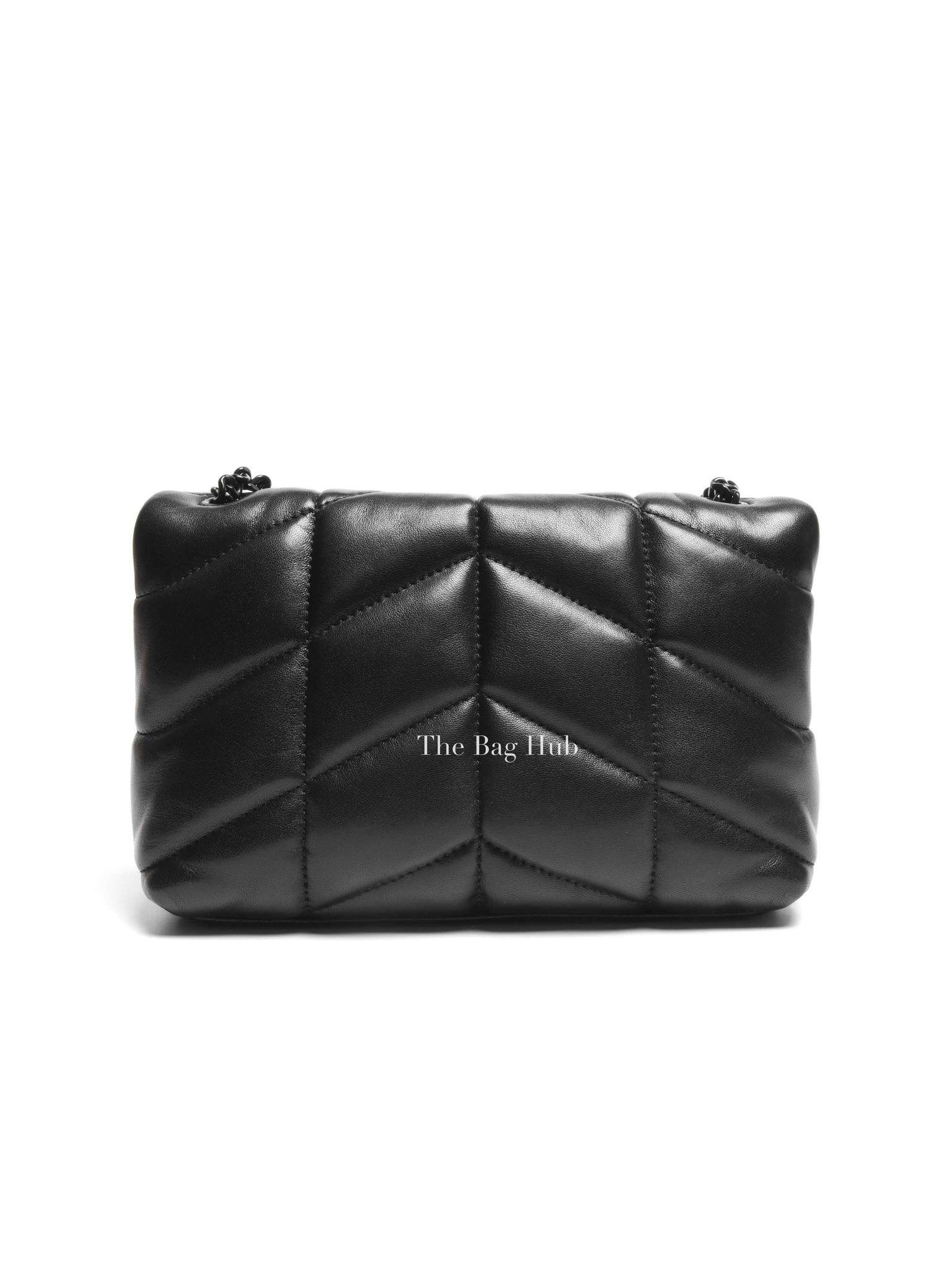 Saint Laurent Black Lambskin Quilted Toy Loulou Puffer Monochrome Chain Satchel Bag