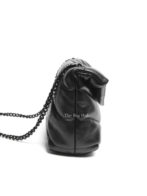 Saint Laurent Black Lambskin Quilted Toy Loulou Puffer Monochrome Chain Satchel Bag