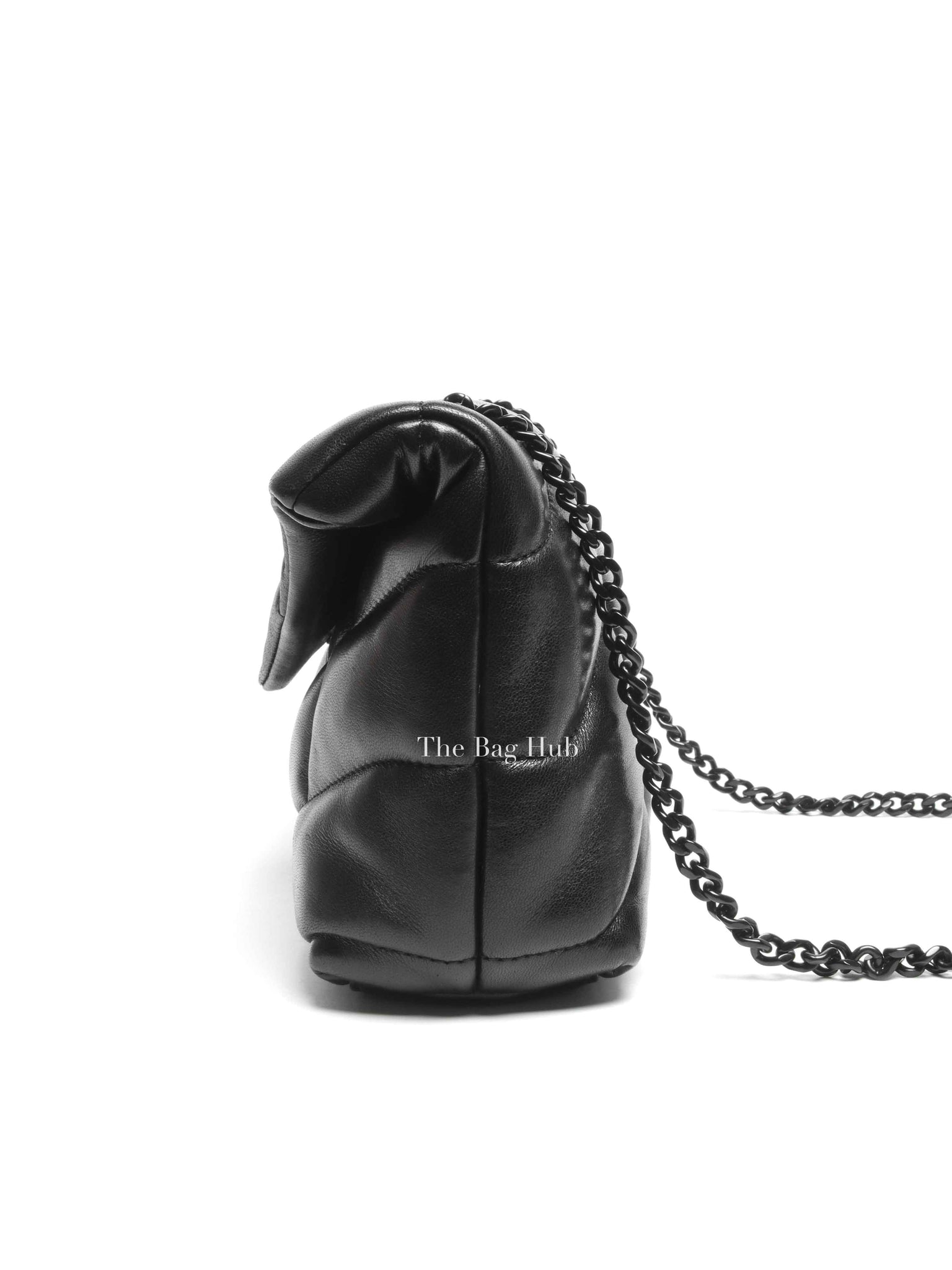 Saint Laurent Black Lambskin Quilted Toy Loulou Puffer Monochrome Chain Satchel Bag