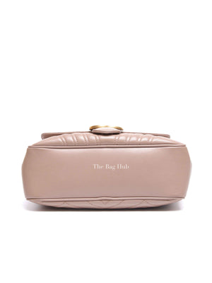 Gucci Porcelain Rose Calfskin Matelasse Sylvie Web Small GG Marmont Top Handle Shoulder Bag