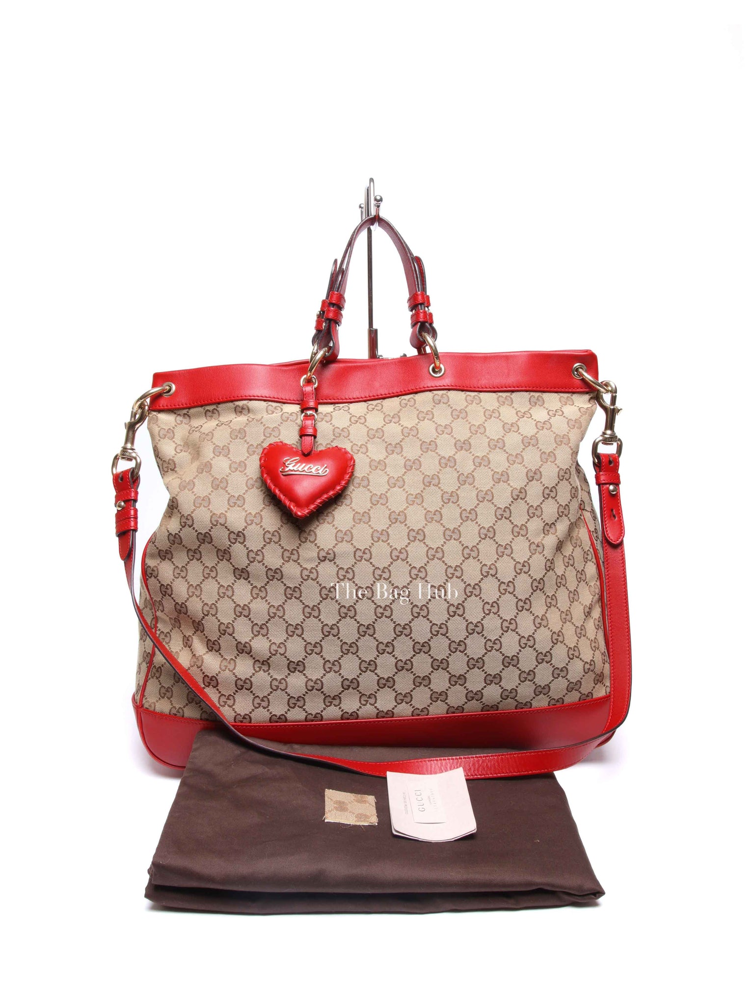 Gucci Red Monogram Large Valentine Tote Bag