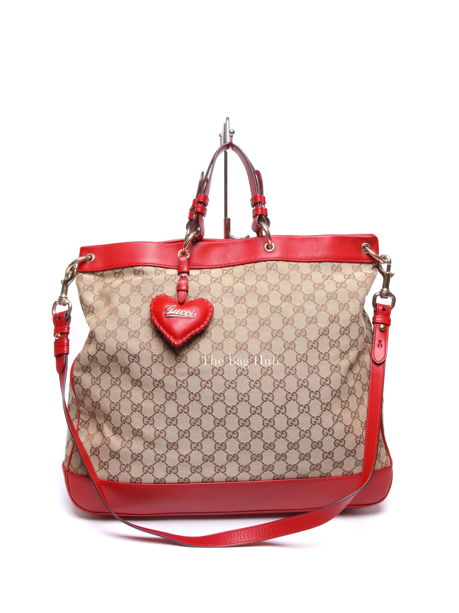 Gucci Red Monogram Large Valentine Tote Bag