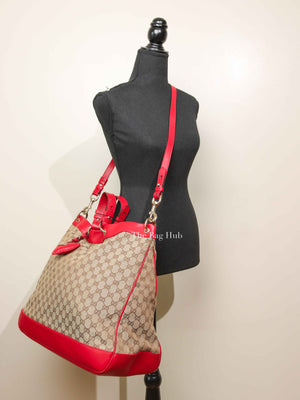 Gucci Red Monogram Large Valentine Tote Bag
