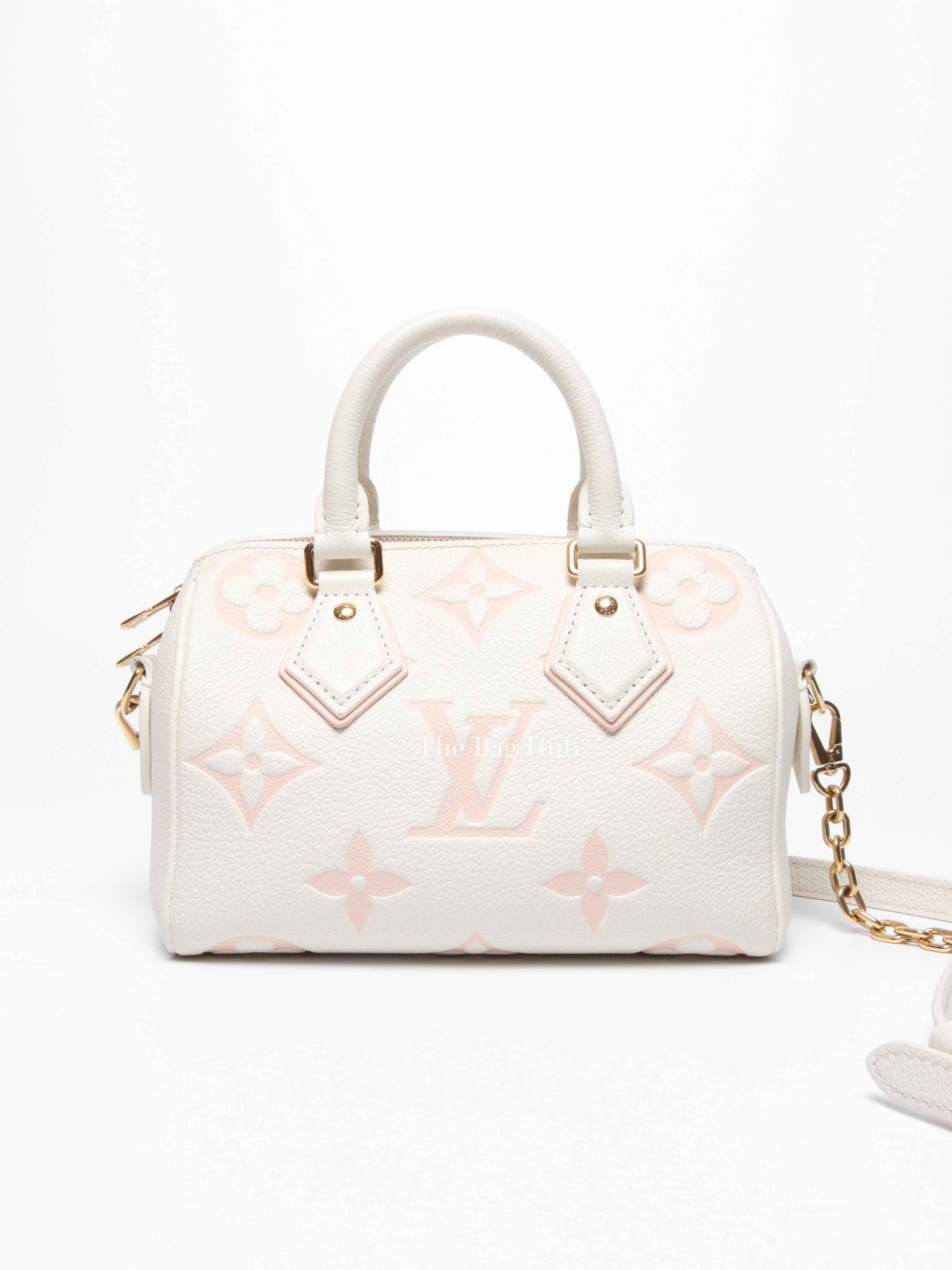 Louis Vuitton White Latte/Chamallow Bicolor Empreinte Leather Monogram Speedy Bandouliere 20 Bag