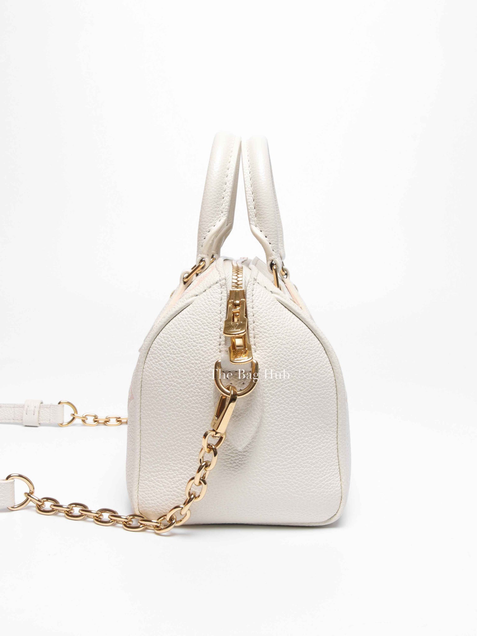 Louis Vuitton White Latte/Chamallow Bicolor Empreinte Leather Monogram Speedy Bandouliere 20 Bag