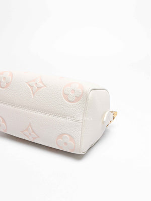 Louis Vuitton White Latte/Chamallow Bicolor Empreinte Leather Monogram Speedy Bandouliere 20 Bag