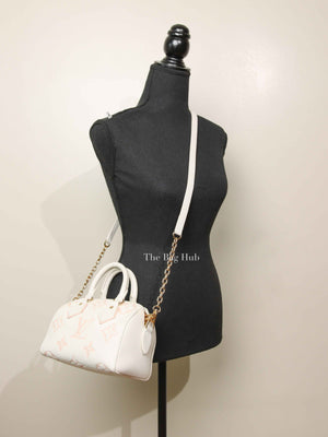 Louis Vuitton White Latte/Chamallow Bicolor Empreinte Leather Monogram Speedy Bandouliere 20 Bag