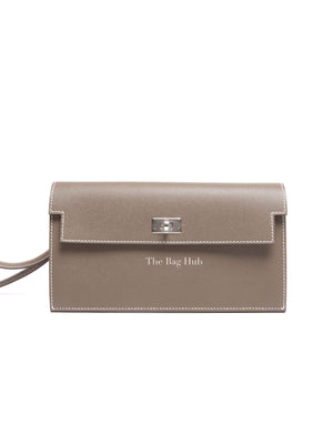 Hermes Etoupe Madame Calfskin Kelly Pocket Long Wallet PHW