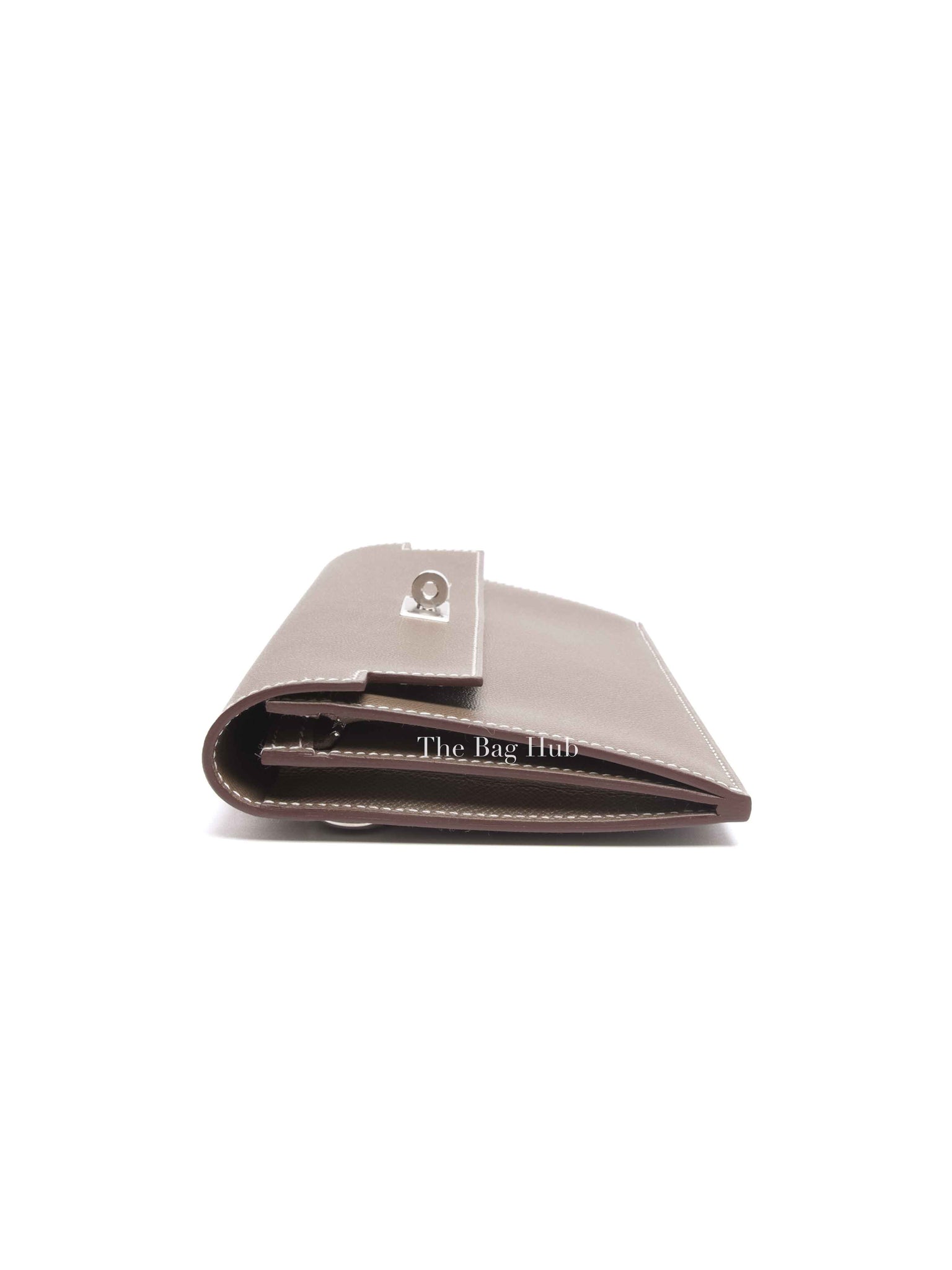 Hermes Etoupe Madame Calfskin Kelly Pocket Long Wallet PHW