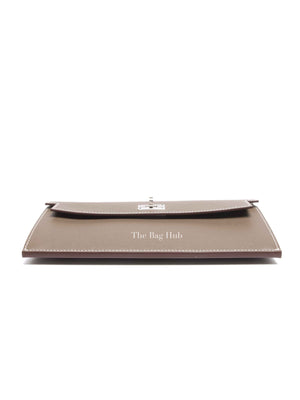Hermes Etoupe Madame Calfskin Kelly Pocket Long Wallet PHW