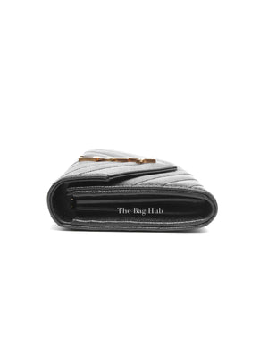 Saint Laurent Black Grain De Poudre Leather Cassandre Matelasse Large Flap Wallet