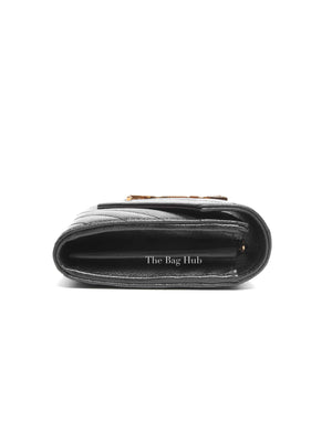 Saint Laurent Black Grain De Poudre Leather Cassandre Matelasse Large Flap Wallet