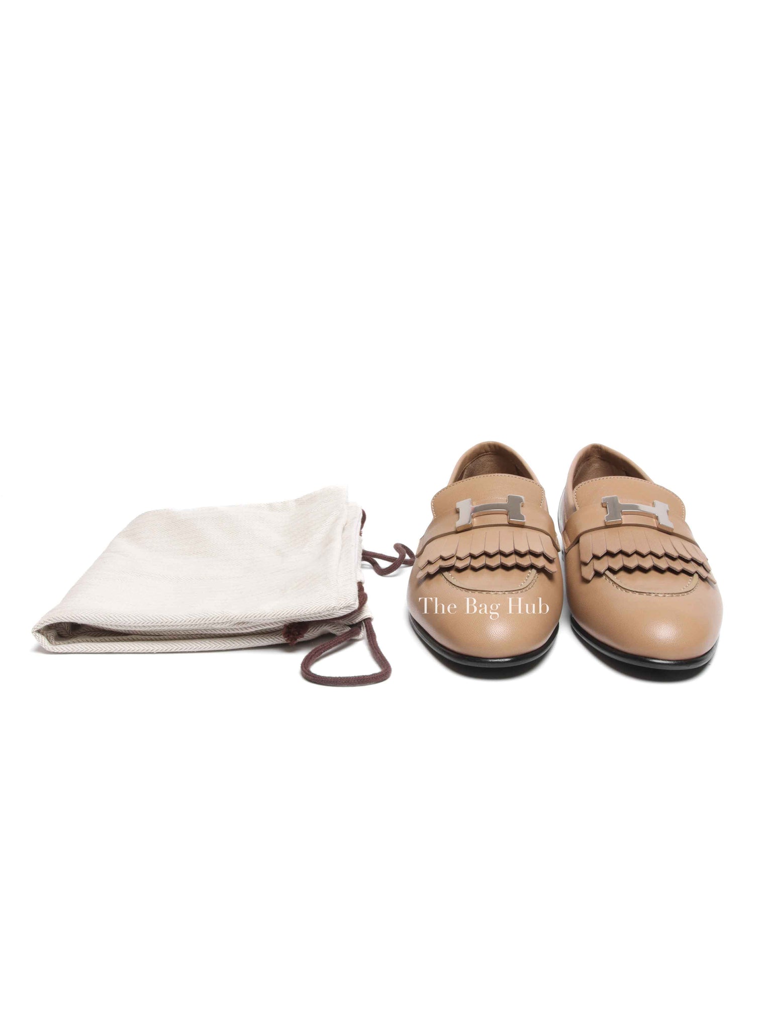 Hermes Beige Sable Leather Royal Loafers Size 38