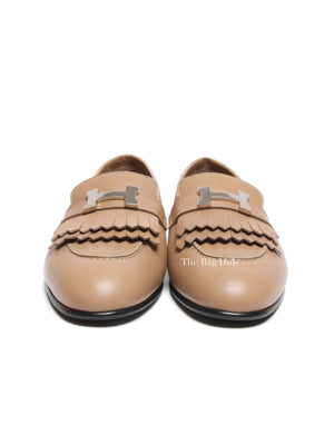Hermes Beige Sable Leather Royal Loafers Size 38