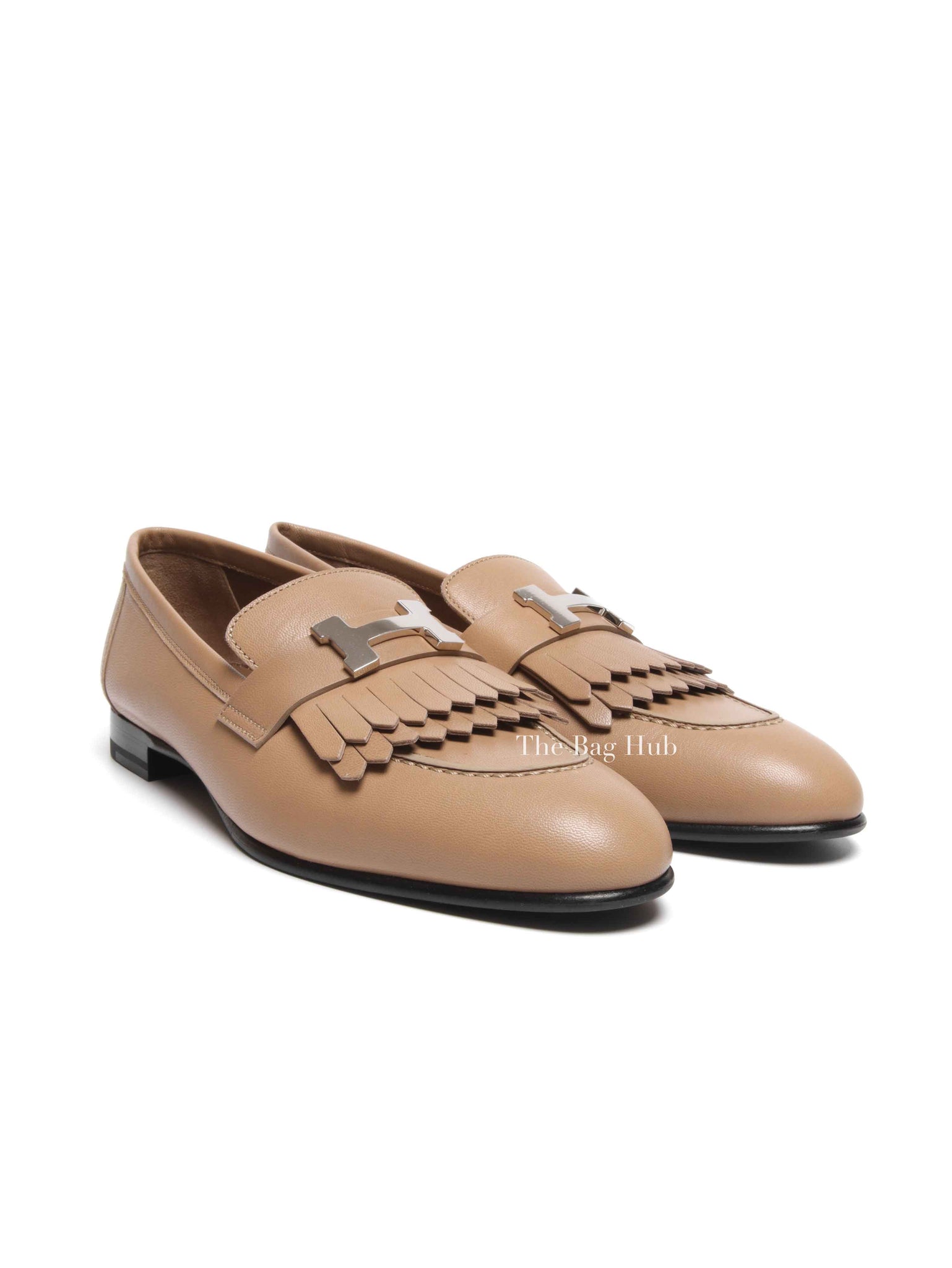 Hermes Beige Sable Leather Royal Loafers Size 38