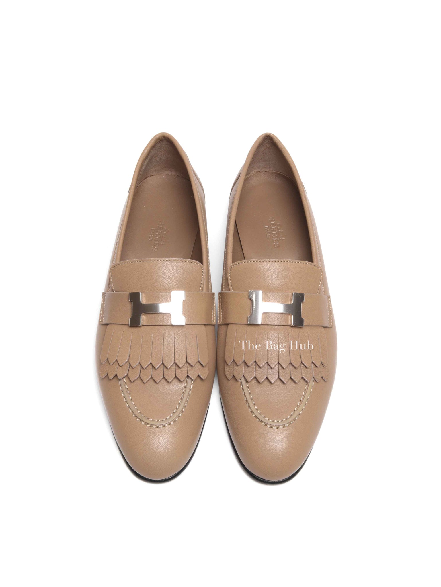 Hermes Beige Sable Leather Royal Loafers Size 38