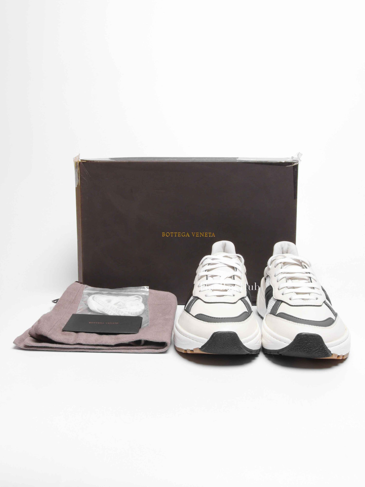 Bottega Veneta Black/White/Grey Leather/Mesh Speedster Sneakers Size 39.5