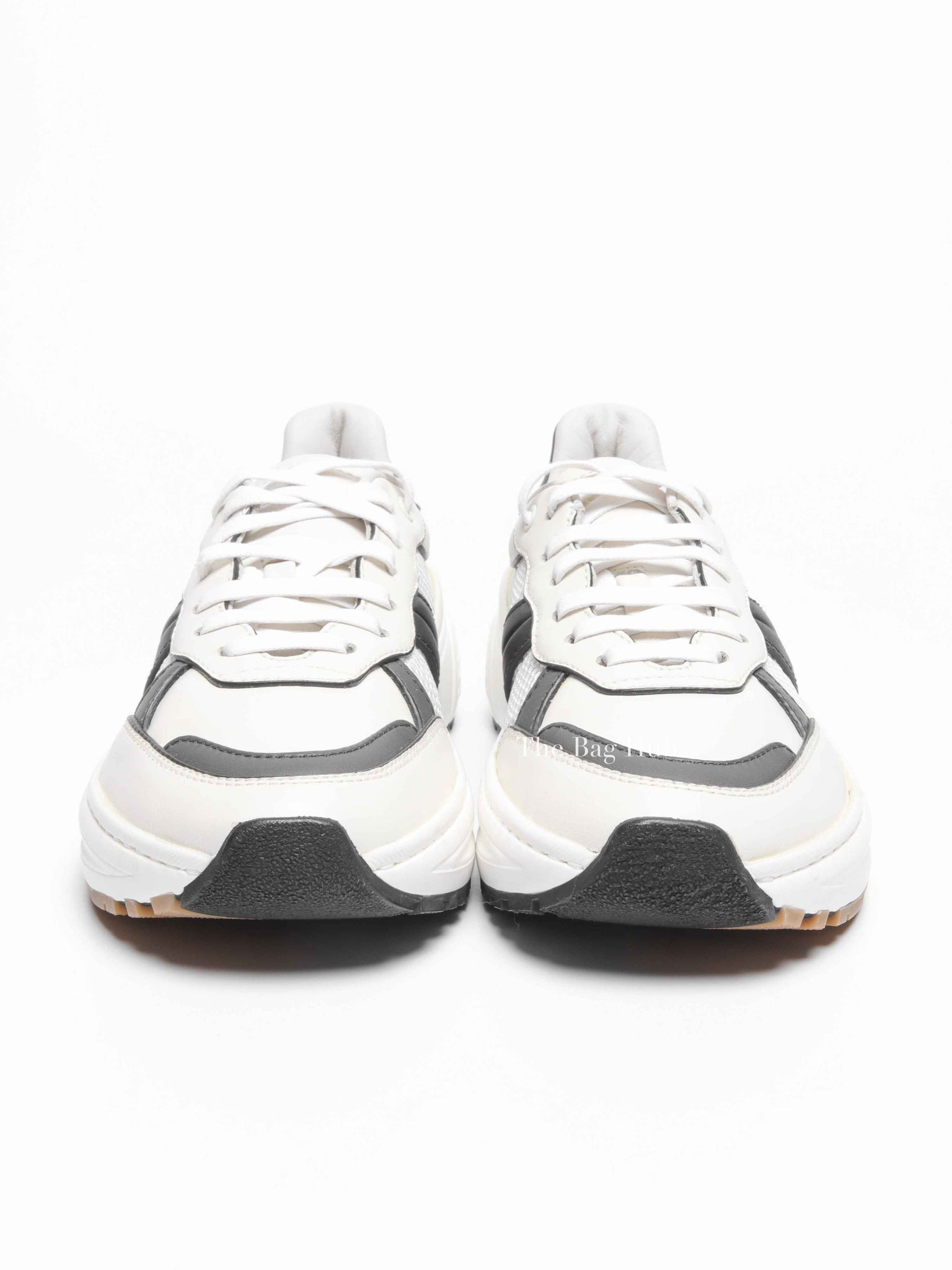 Bottega Veneta Black/White/Grey Leather/Mesh Speedster Sneakers Size 39.5