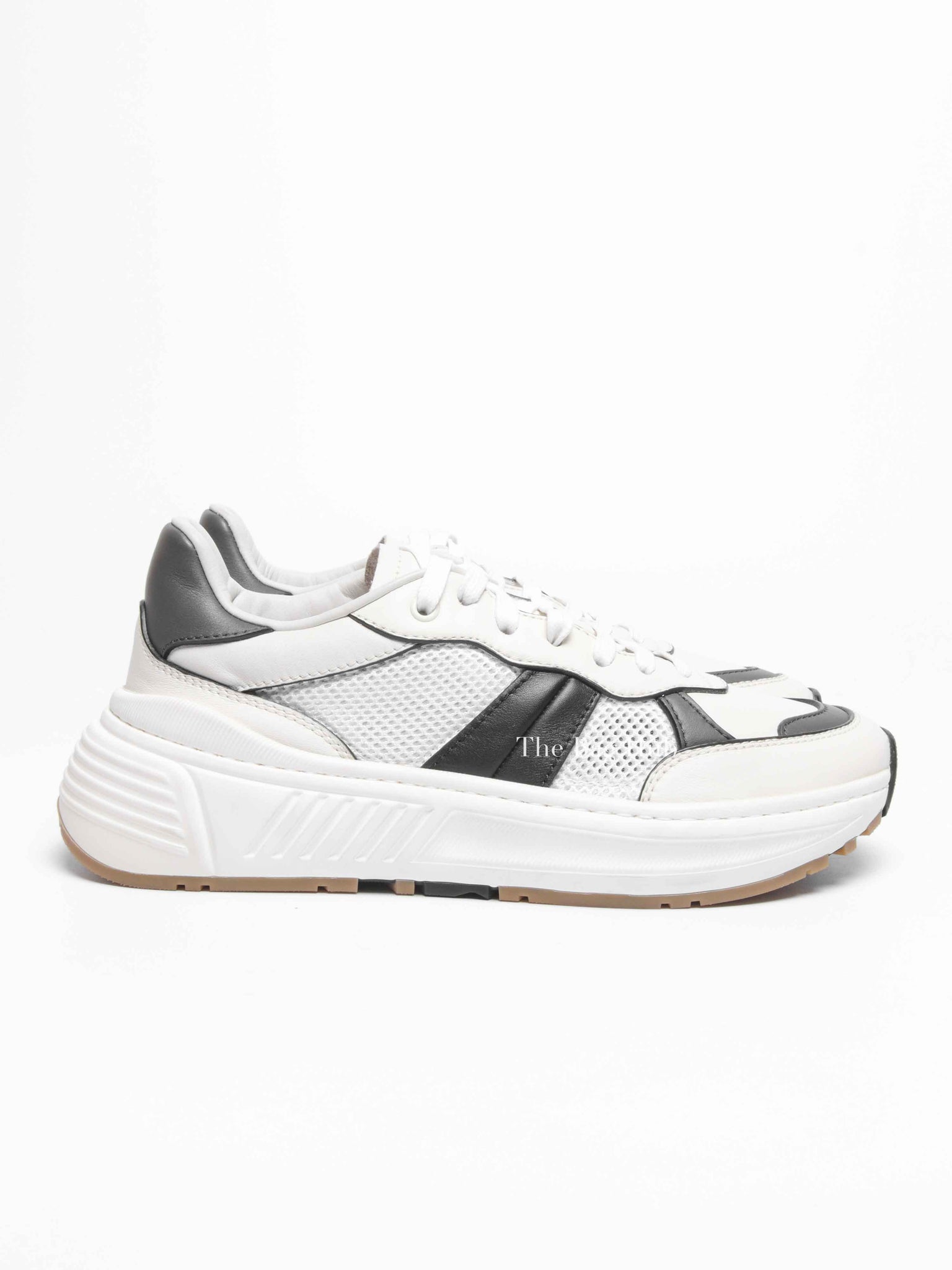 Bottega Veneta Black/White/Grey Leather/Mesh Speedster Sneakers Size 39.5