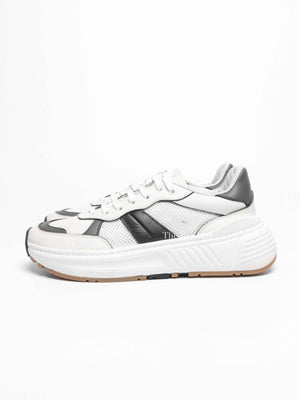 Bottega Veneta Black/White/Grey Leather/Mesh Speedster Sneakers Size 39.5