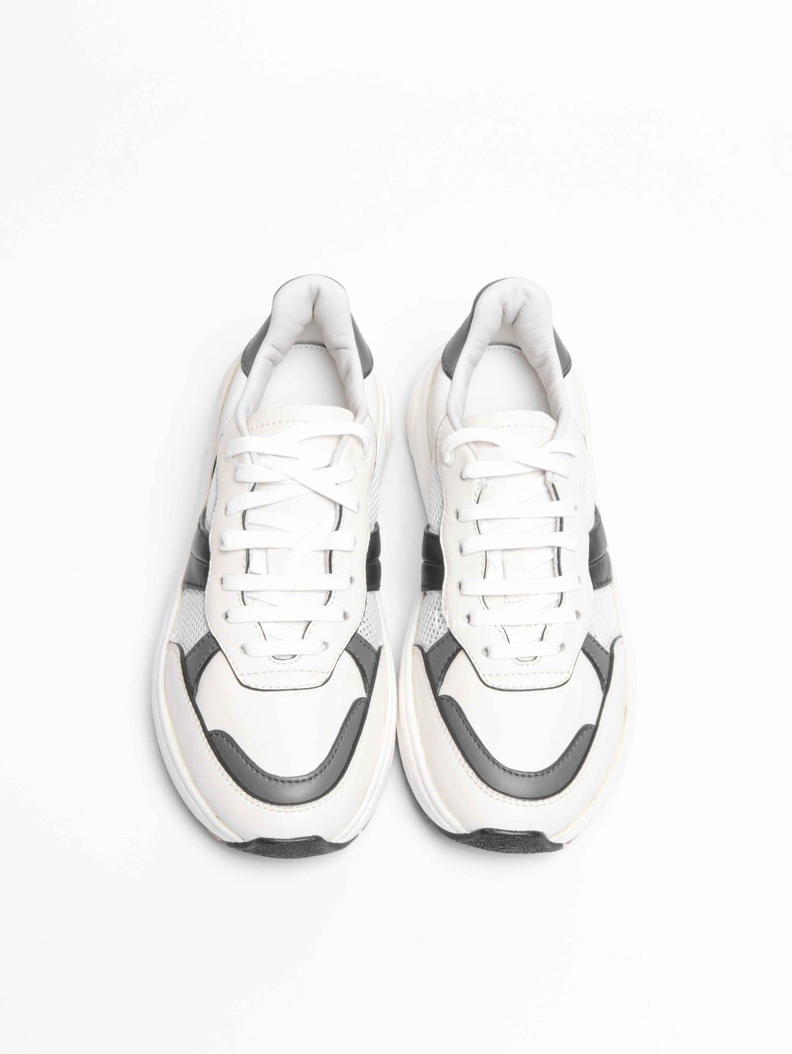 Bottega Veneta Black/White/Grey Leather/Mesh Speedster Sneakers Size 39.5