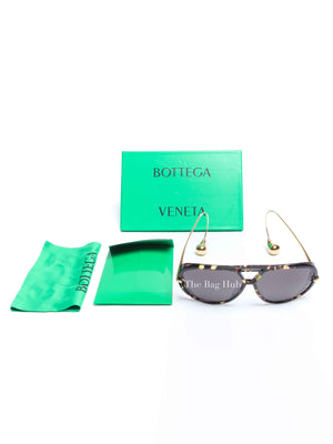 Bottega Veneta Black/Gold Acetate Material Drop Aviator Sunglasses