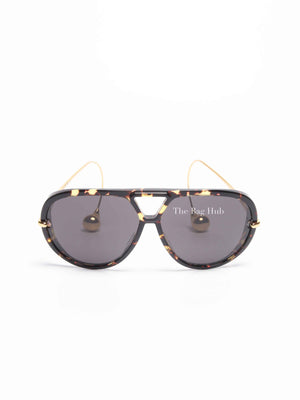 Bottega Veneta Black/Gold Acetate Material Drop Aviator Sunglasses