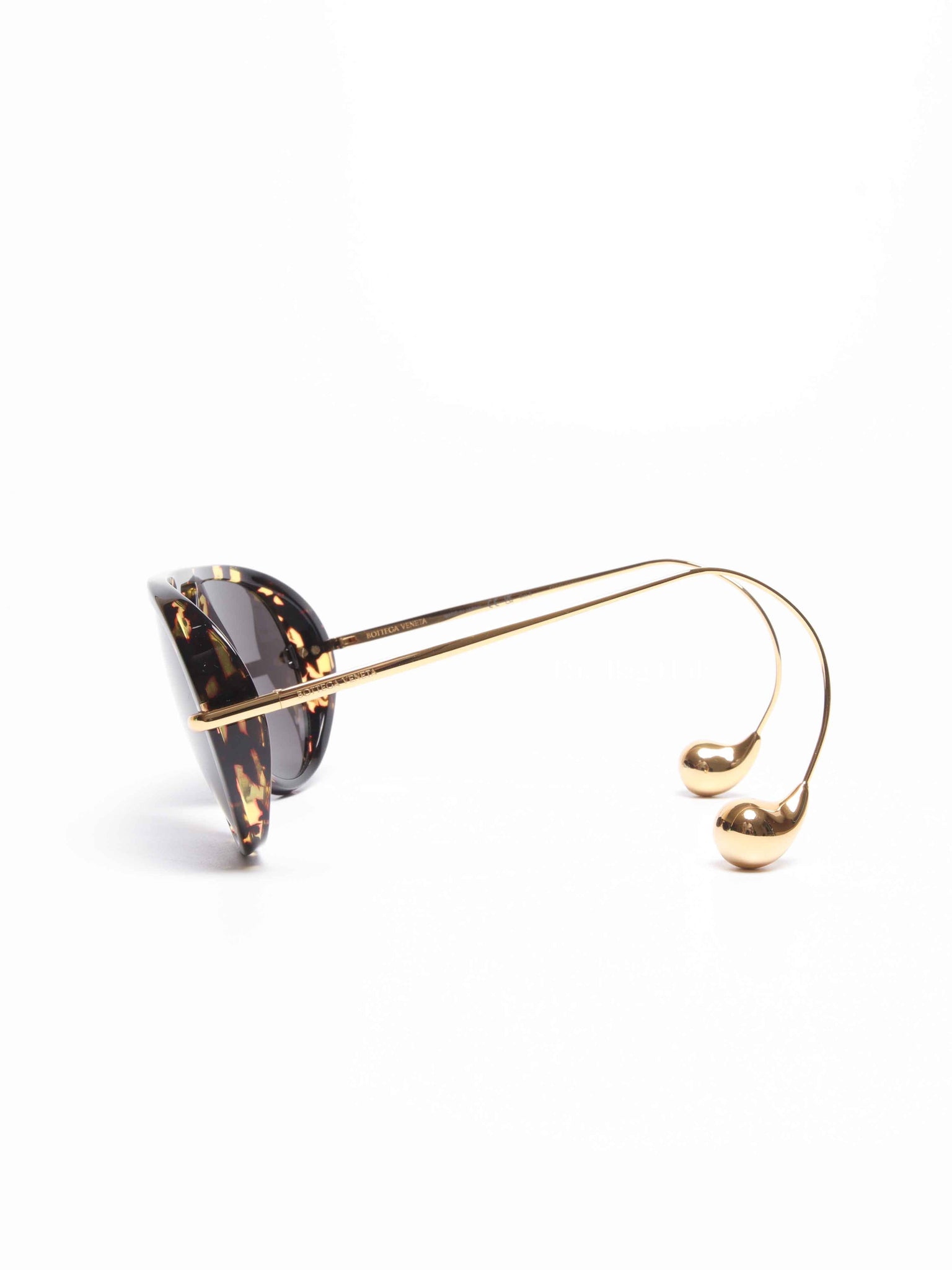 Bottega Veneta Black/Gold Acetate Material Drop Aviator Sunglasses