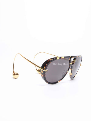 Bottega Veneta Black/Gold Acetate Material Drop Aviator Sunglasses