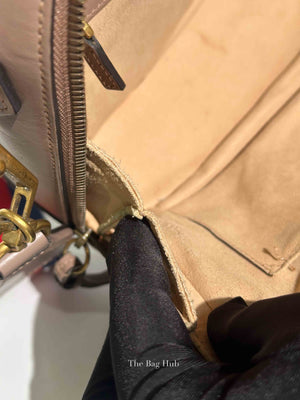 Gucci Porcelain Rose Calfskin Matelasse Sylvie Web Small GG Marmont Top Handle Shoulder Bag