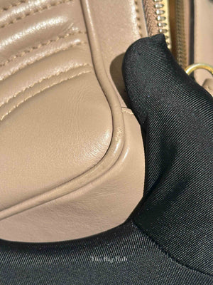 Gucci Porcelain Rose Calfskin Matelasse Sylvie Web Small GG Marmont Top Handle Shoulder Bag