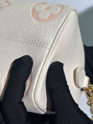 Louis Vuitton White Latte/Chamallow Bicolor Empreinte Leather Monogram Speedy Bandouliere 20 Bag