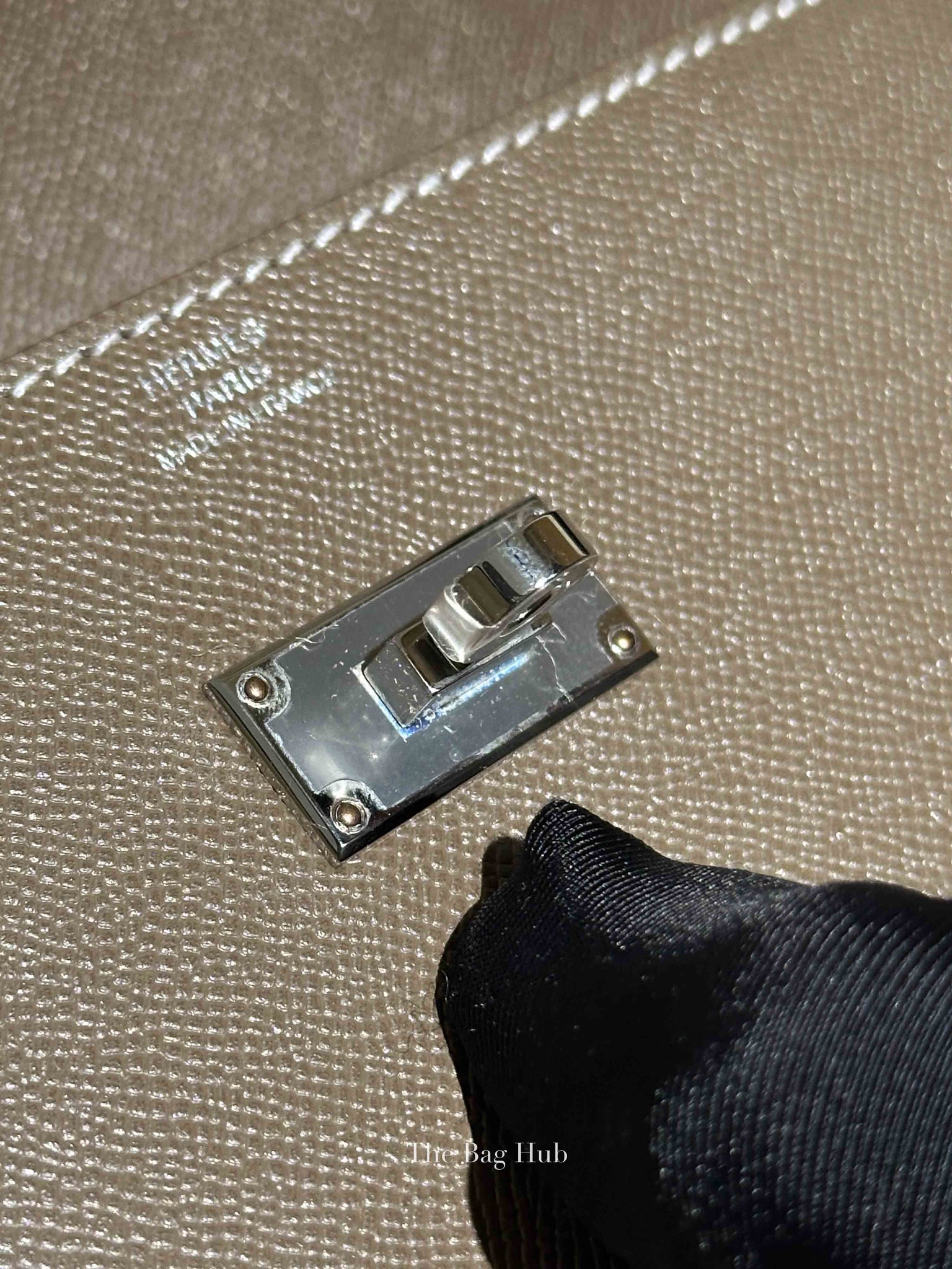 Hermes Etoupe Madame Calfskin Kelly Pocket Long Wallet PHW