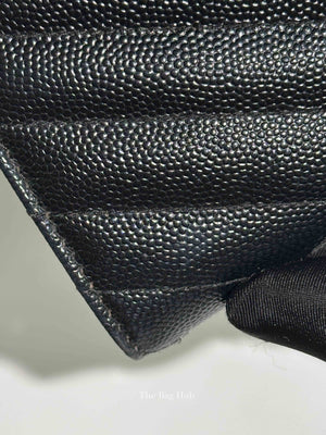 Saint Laurent Black Grain De Poudre Leather Cassandre Matelasse Large Flap Wallet
