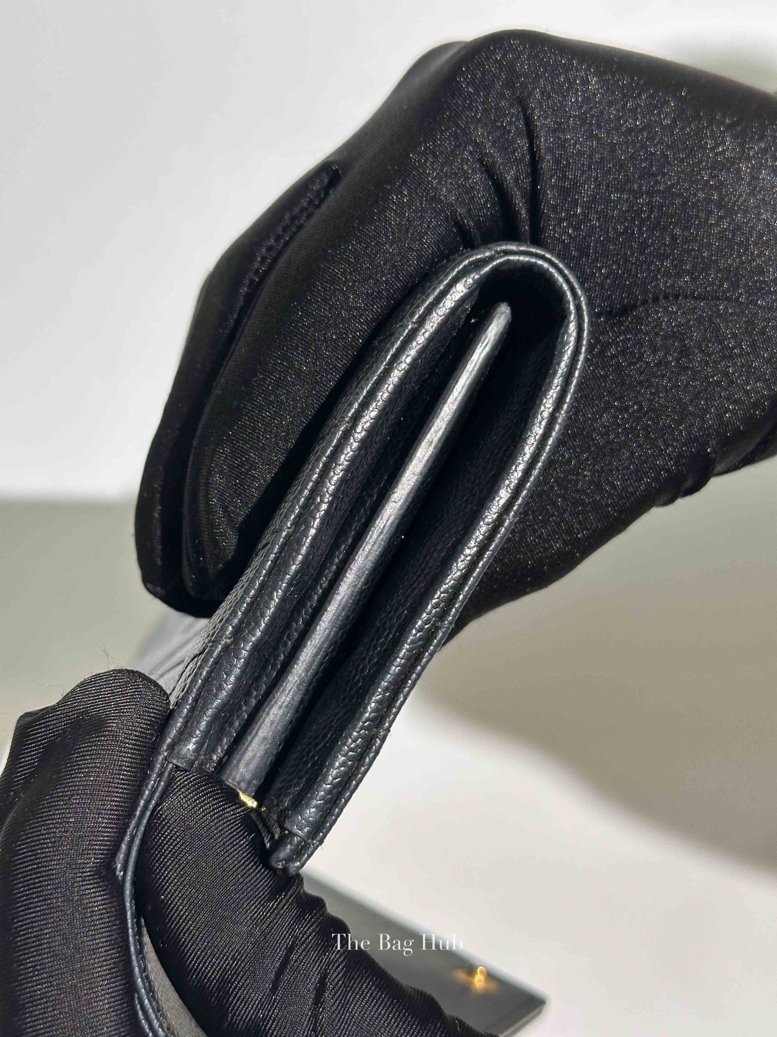 Saint Laurent Black Grain De Poudre Leather Cassandre Matelasse Large Flap Wallet